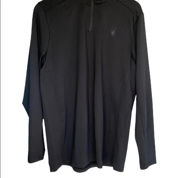 SPYDER Quarter Zip Black Pull Over Sweater, Good condition, Men’s Medium - Picture 3 of 7